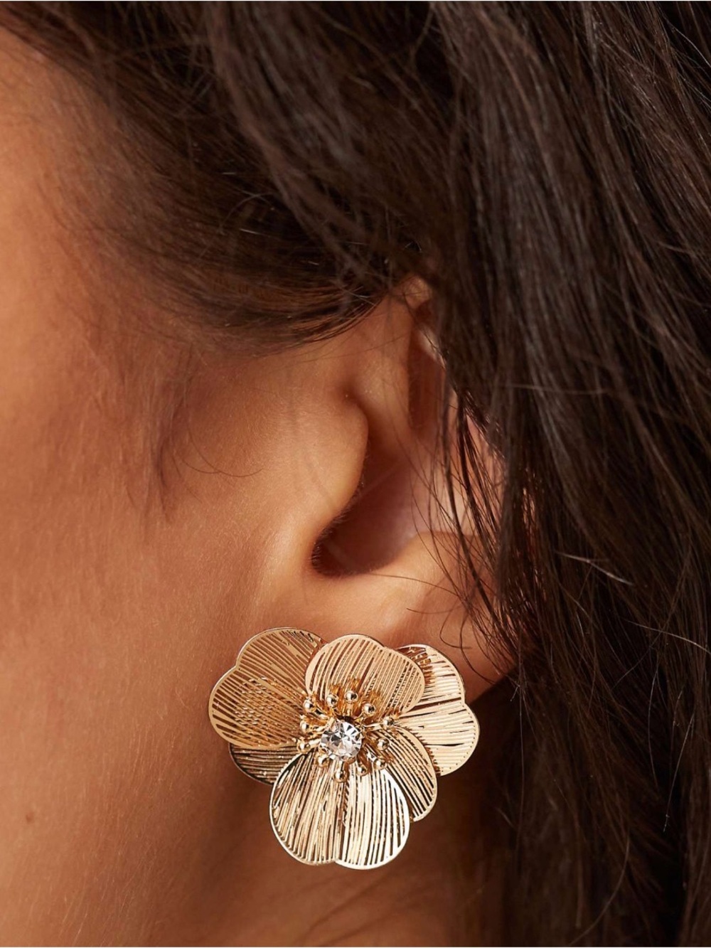 Gold Floral Stud Earrings
